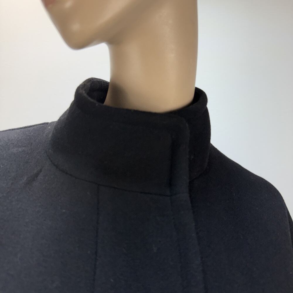 J Crew Womens Classic City Coat Size 12 Black Wool Blend Mock Neck Minimalist‎ - Picture 2 of 8